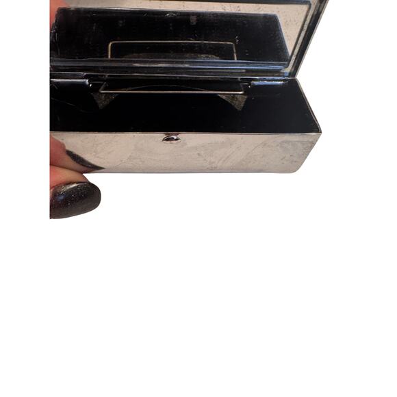Vintage Silver Lipstick Case w/Mirror Inside Velvet Lined 3.5"x1" - Picture 5 of 5